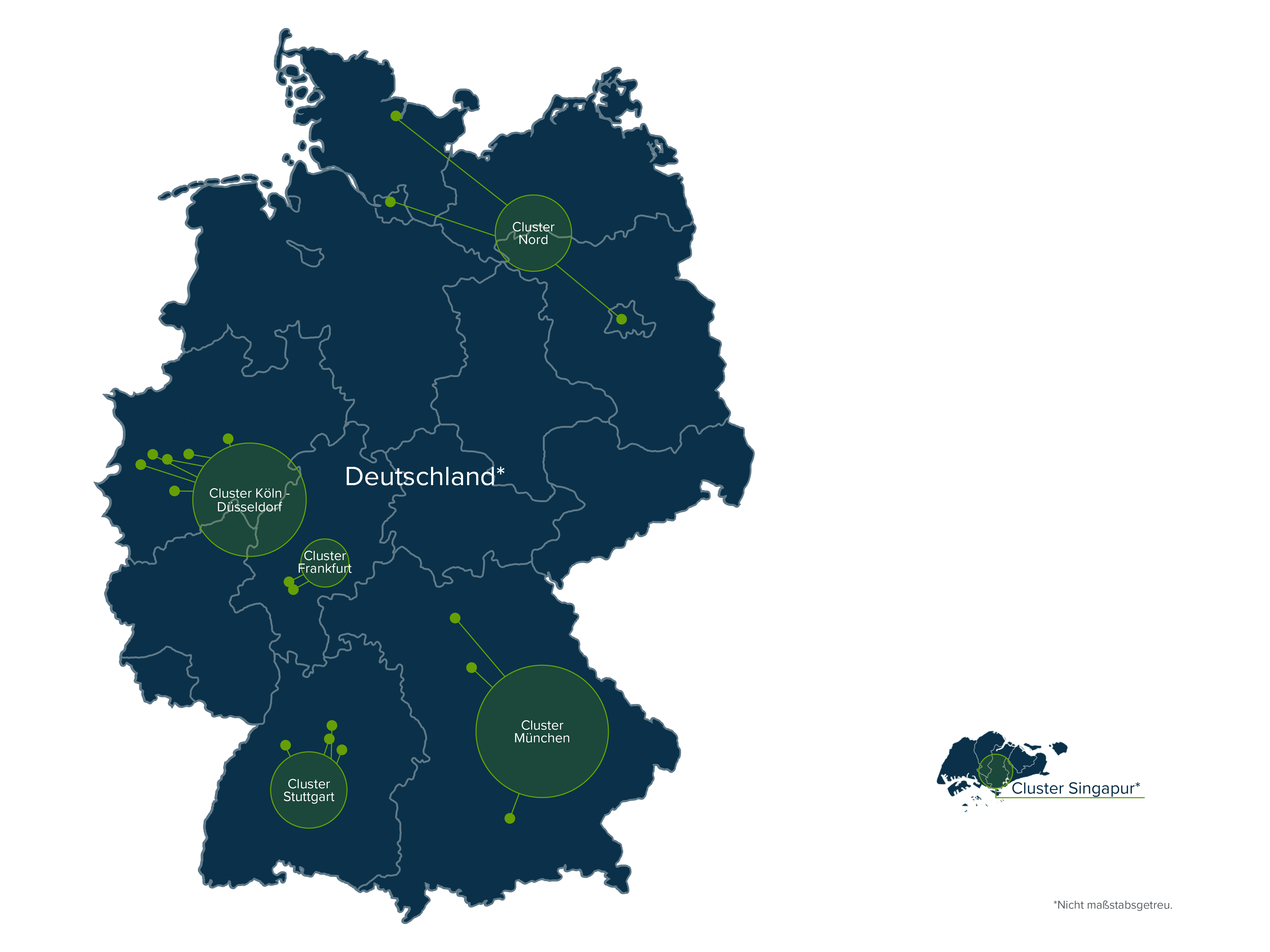 Santiago Mitarbeiter Landkarte - ganz Deutschland und Singapur